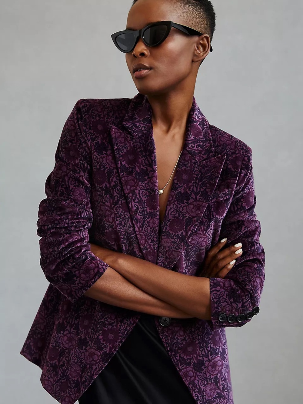 PAIGE Chelsee Velvet Floral Blazer Size Large